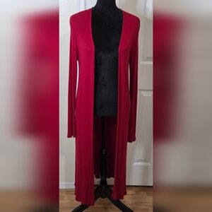 Active USA Womens Long Sleeves Open Front Side Slits Cardigan Sweater Red Sz XL